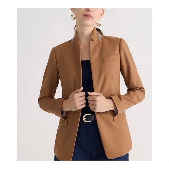 J.Crew Jackets & Blazers - J.Crew Camel Wool Blend Notched One Button Blazer Jacket Size 12 NWT